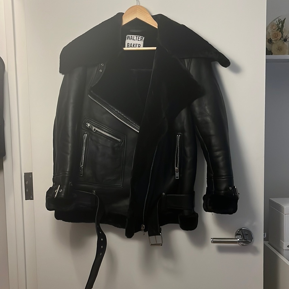 Walter Baker Celine Leather Faux Fur Jacket